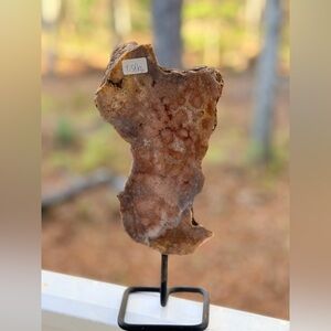 Rose & Pink Amethyst Statement Piece | Red Tones | Polished on Metal Stand